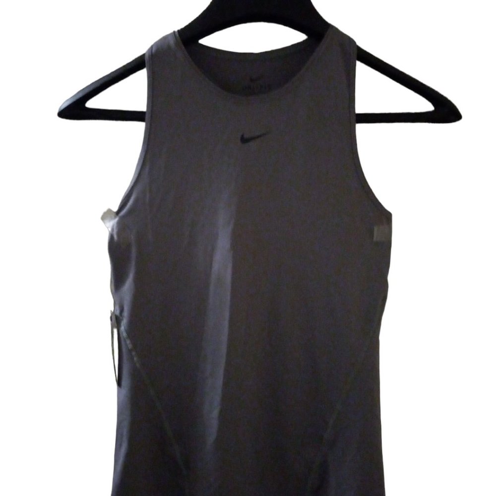 NWT! NIKE Pro Dri-Fit Racerback Slim Fit Tank Top Heathered Gray Women's Size XS - Picture 9 of 12